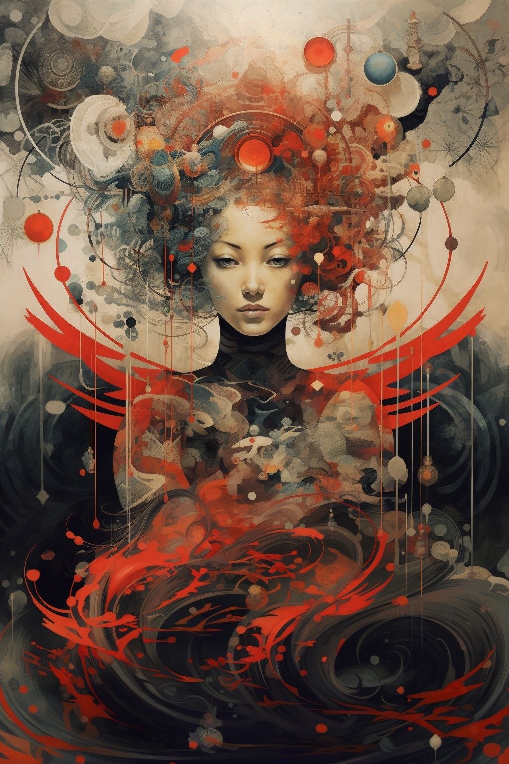 Surreal Geisha Portrait Print. poster — illustration art