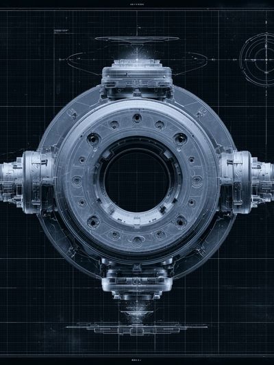 Futuristic Orbital Blueprint Poster.