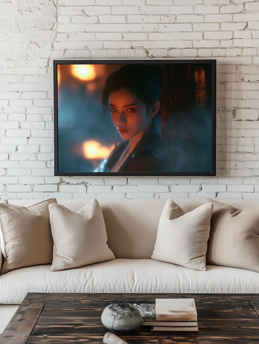 Cinematic Woman Portrait Print. room preview