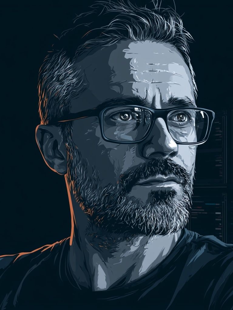 Bearded Man Portrait Illustration Print. poster detail