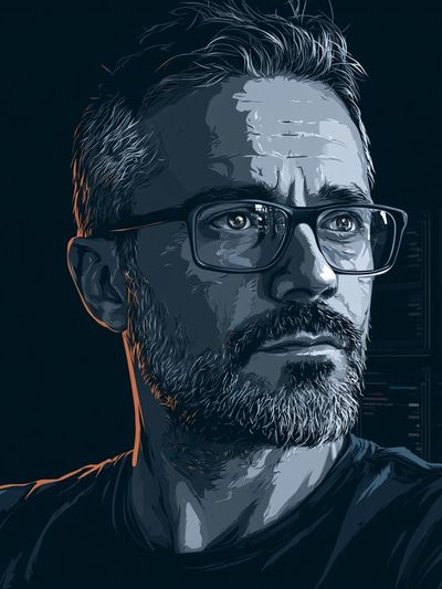 Bearded Man Portrait Illustration Print.