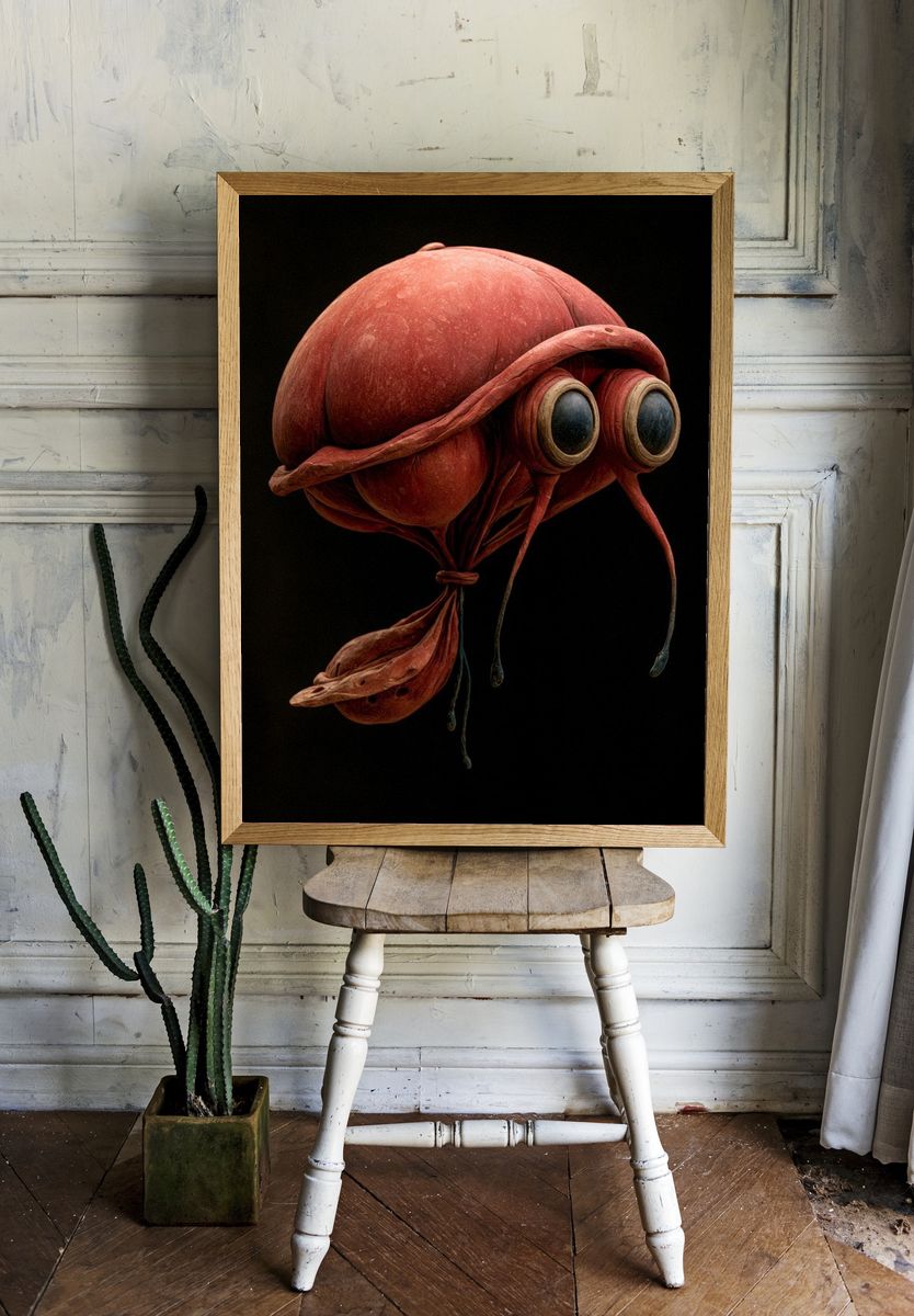 Surreal Insect Sculpture Print. — room view 1