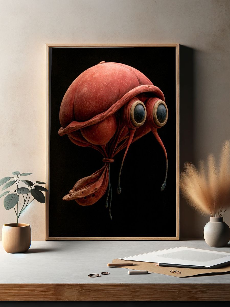 Surreal Insect Sculpture Print. — room view 2