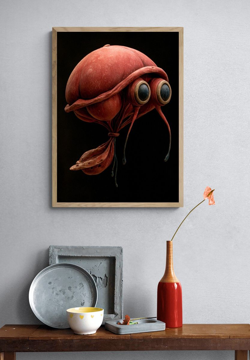 Surreal Insect Sculpture Print. — room view 3