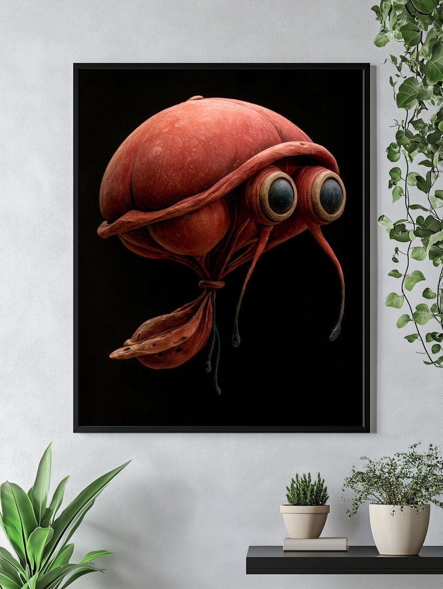 Surreal Insect Sculpture Print. — room view 4