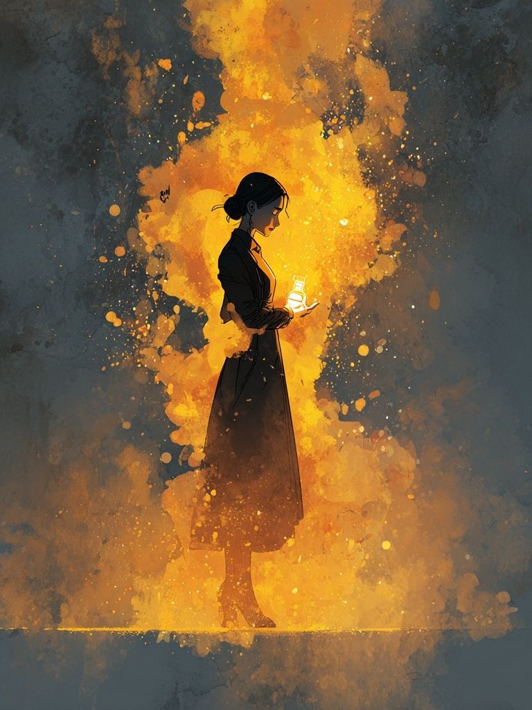 Lantern Woman Illustration Poster. poster detail