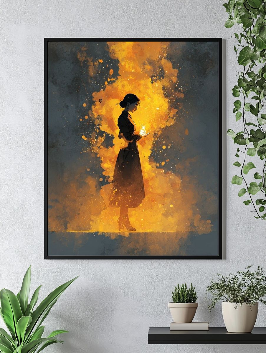 Lantern Woman Illustration Poster. — room view 4