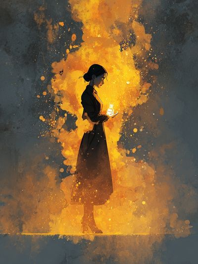 Lantern Woman Illustration Poster. poster print