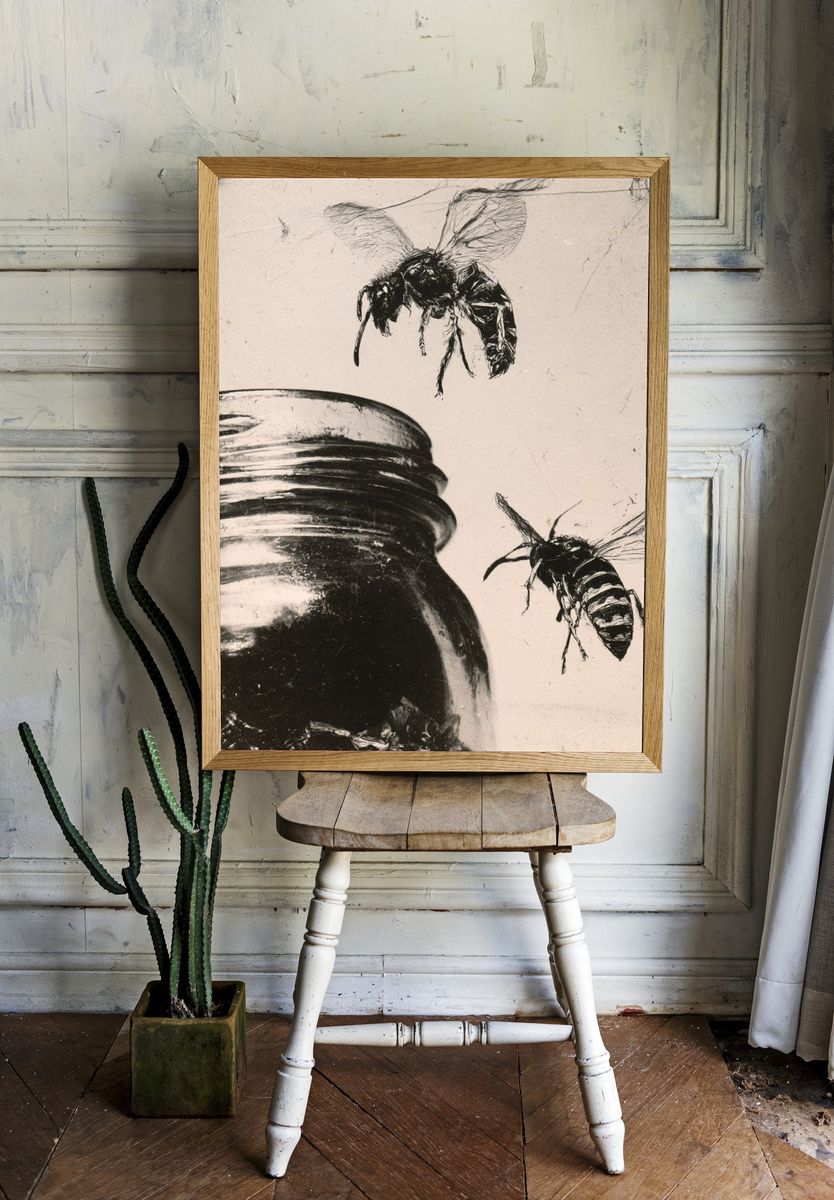 Bees and Jar Ink Poster. room preview