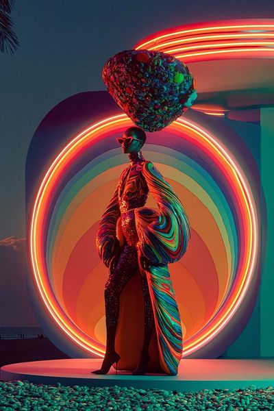 Neon Fashion Figure Illustration Poster. poster