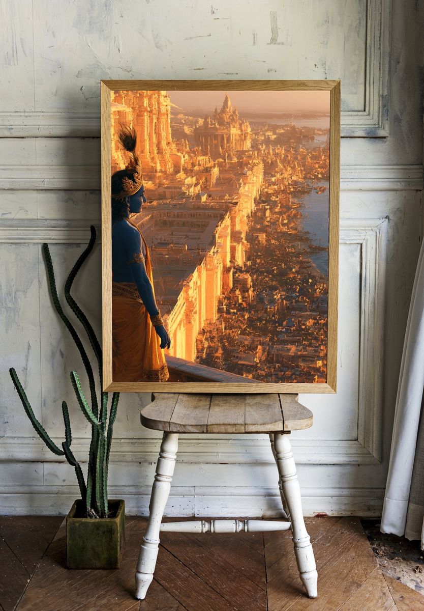 Mythic Cityscape Illustration Poster. — room view 1