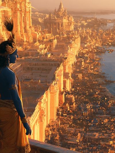 Mythic Cityscape Illustration Poster. poster