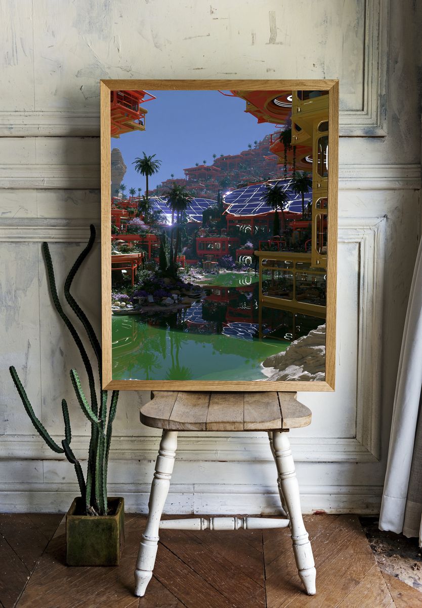 Futuristic Oasis Resort Poster. room preview