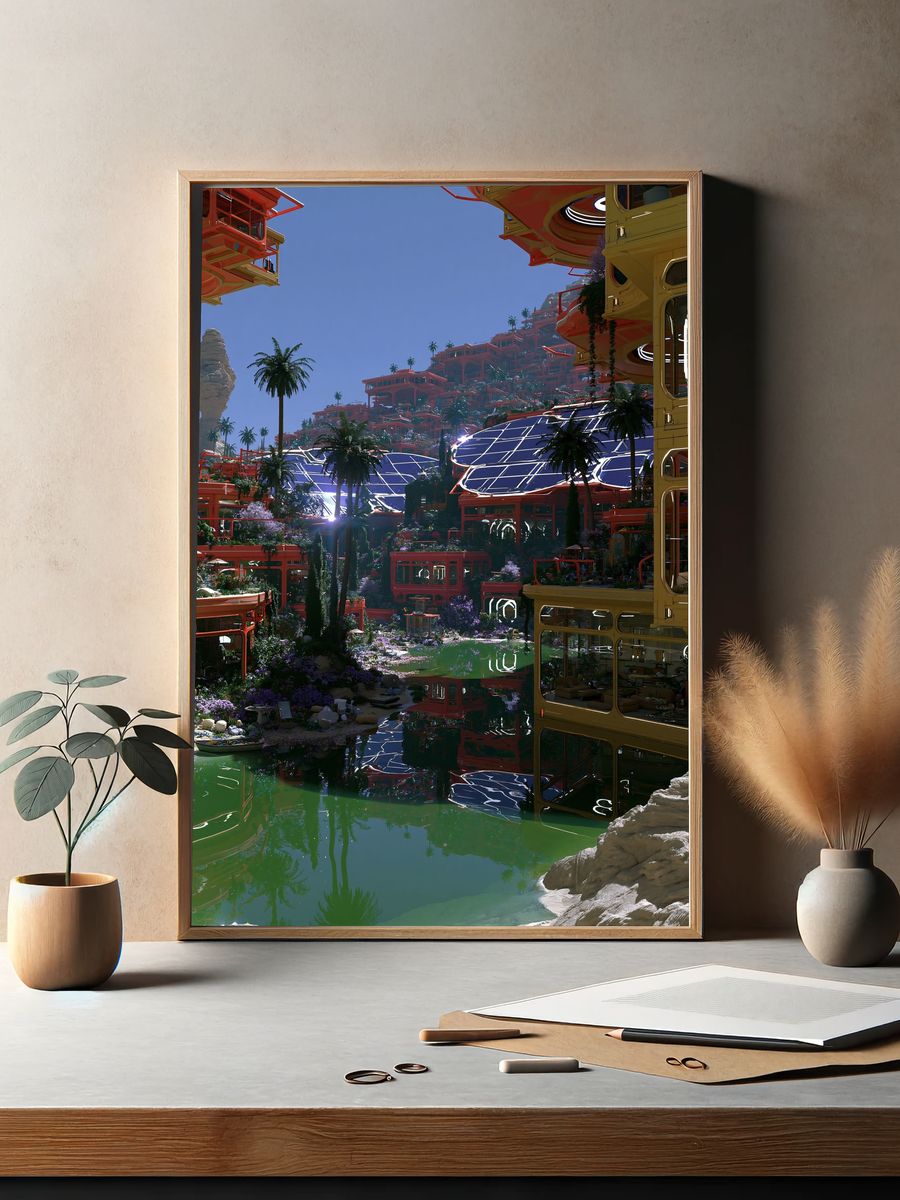 Futuristic Oasis Resort Poster. — room view 2