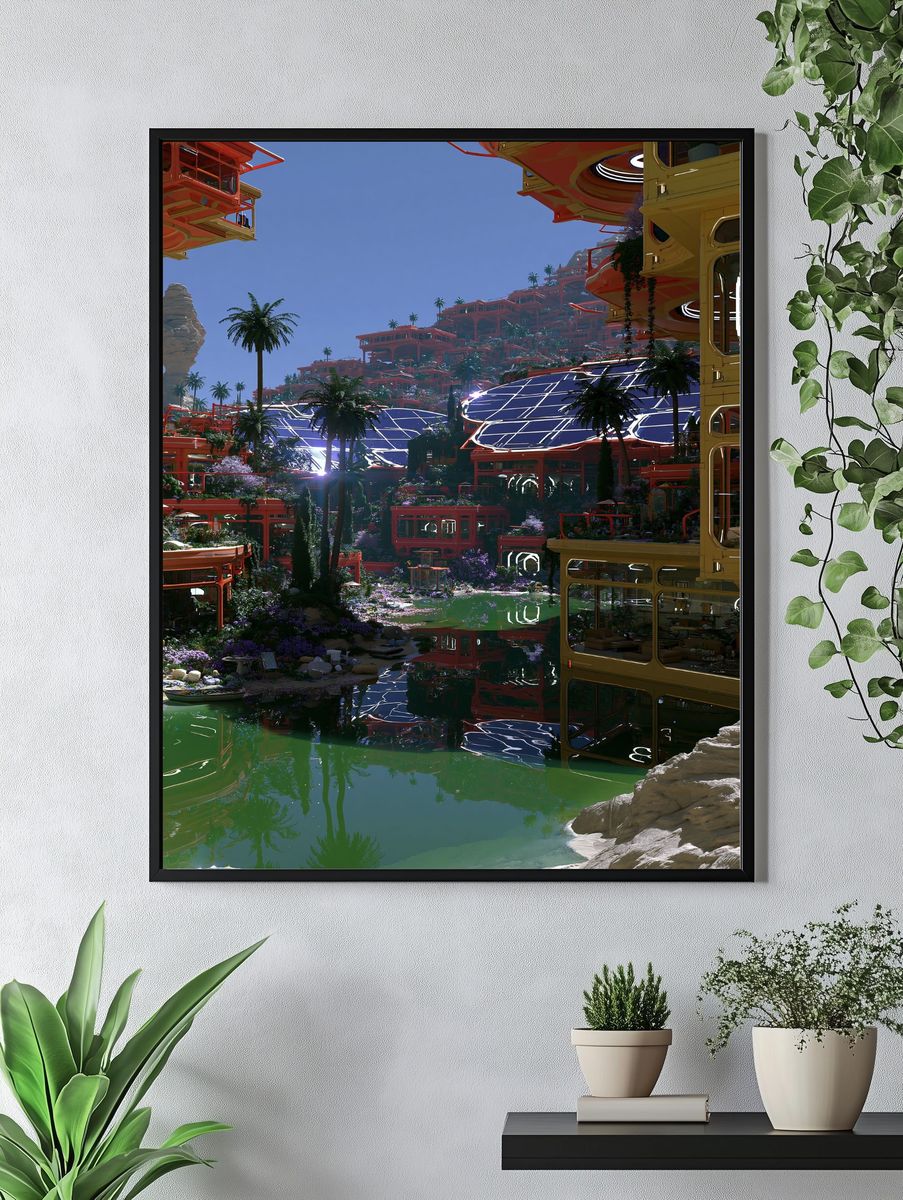 Futuristic Oasis Resort Poster. — room view 4