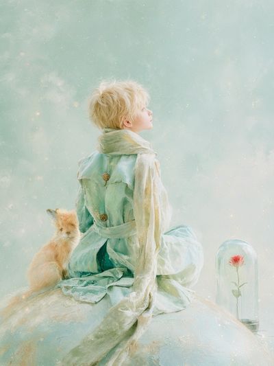 Dreamy Child and Fox Illustration Print. poster