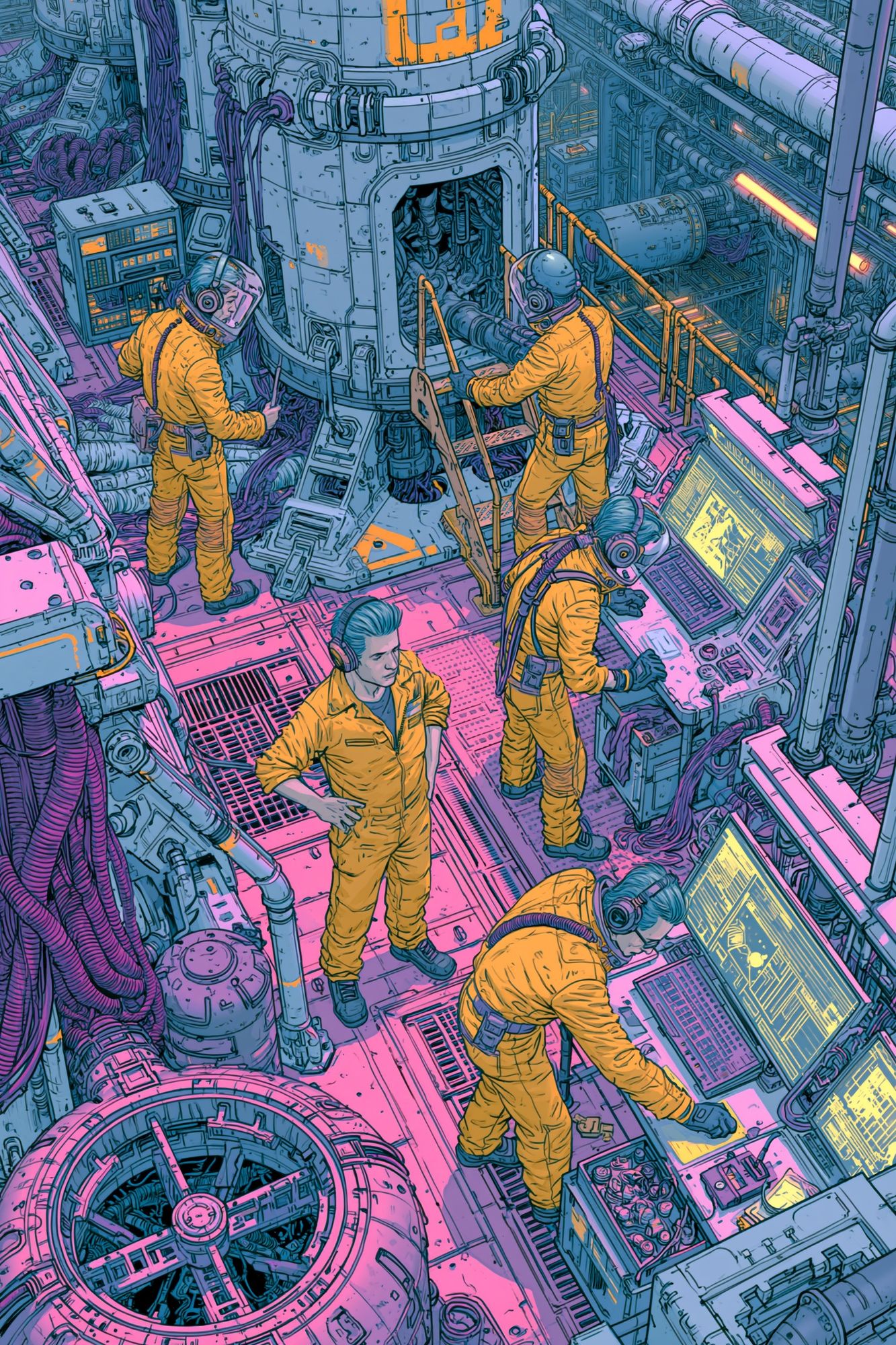 Space Station Crew Digital Art Poster. poster detail