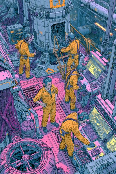 Space Station Crew Digital Art Poster. poster