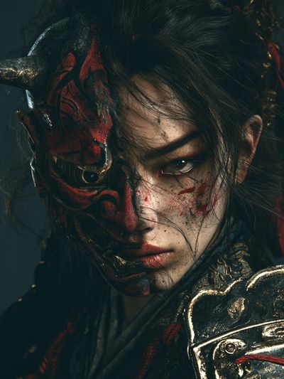 Samurai Demon Portrait Print.