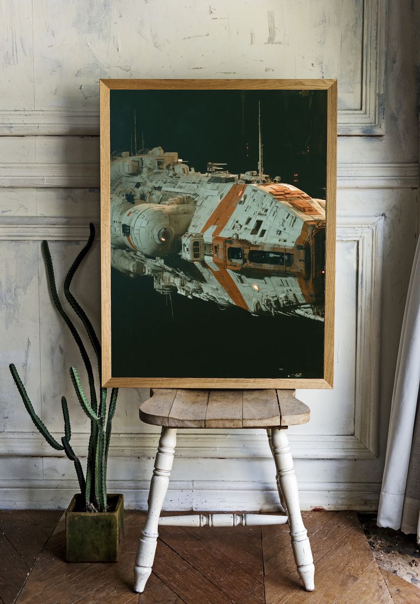Industrial Spacecraft Illustration Poster. room preview