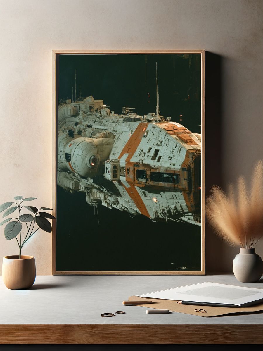 Industrial Spacecraft Illustration Poster. — room view 2
