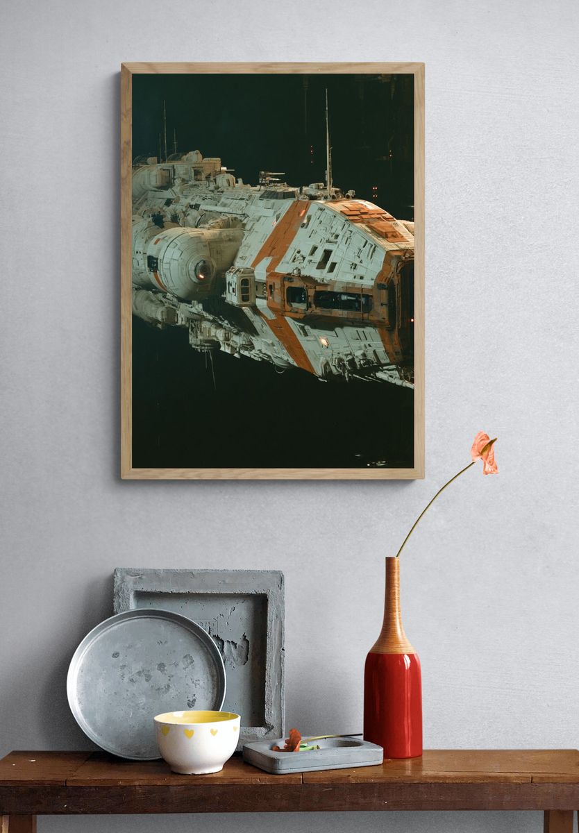 Industrial Spacecraft Illustration Poster. — room view 3