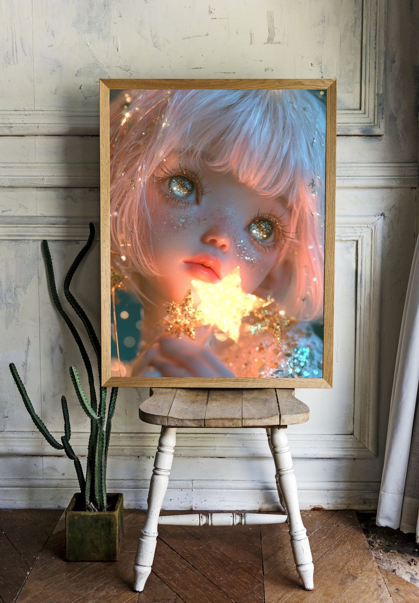 Celestial Doll Portrait Print. room preview