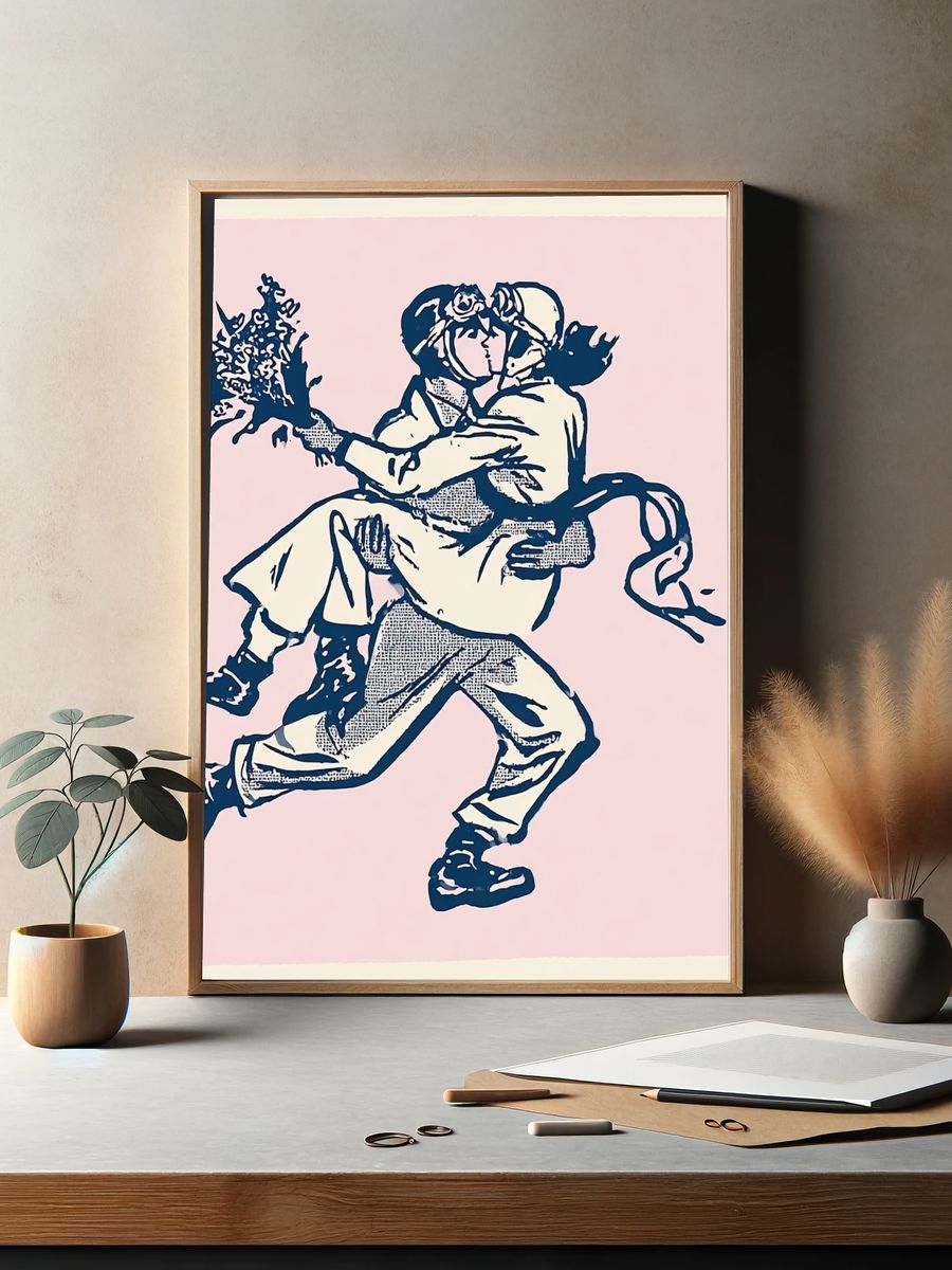Running Couple Illustration Poster. — room view 2