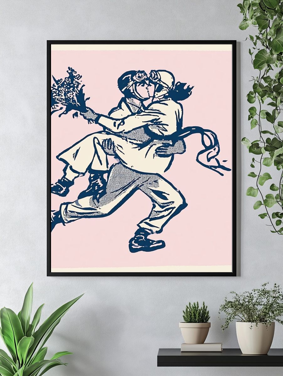 Running Couple Illustration Poster. — room view 4