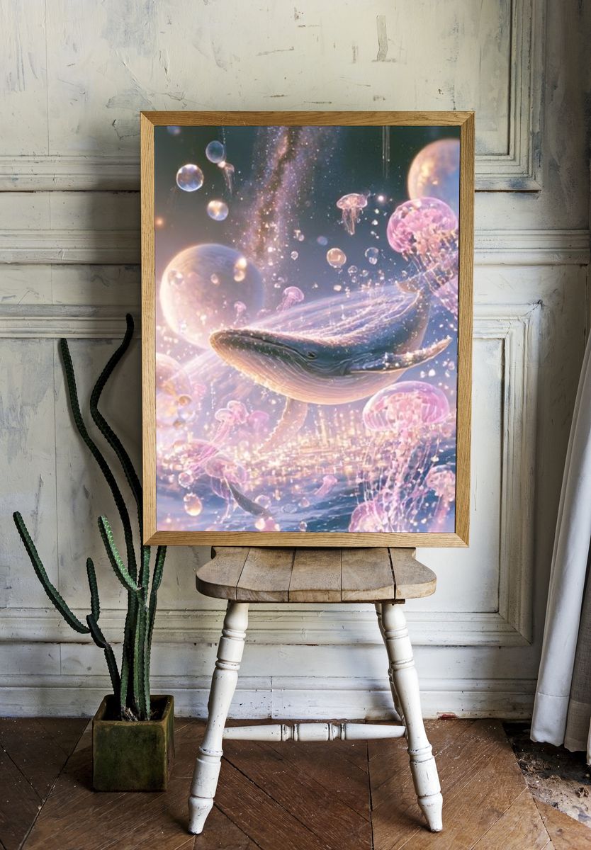 Celestial Whale Dreamscape Poster. room preview