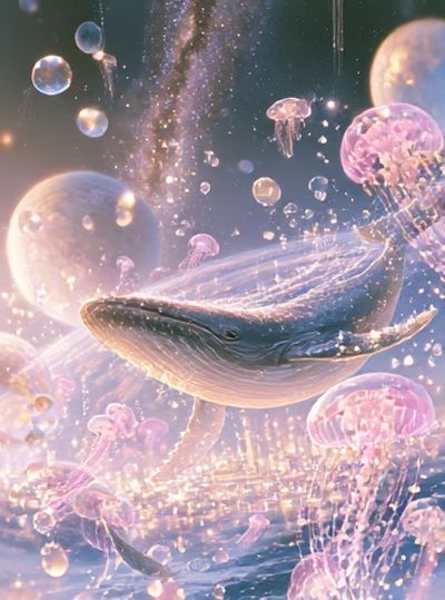 Celestial Whale Dreamscape Poster.