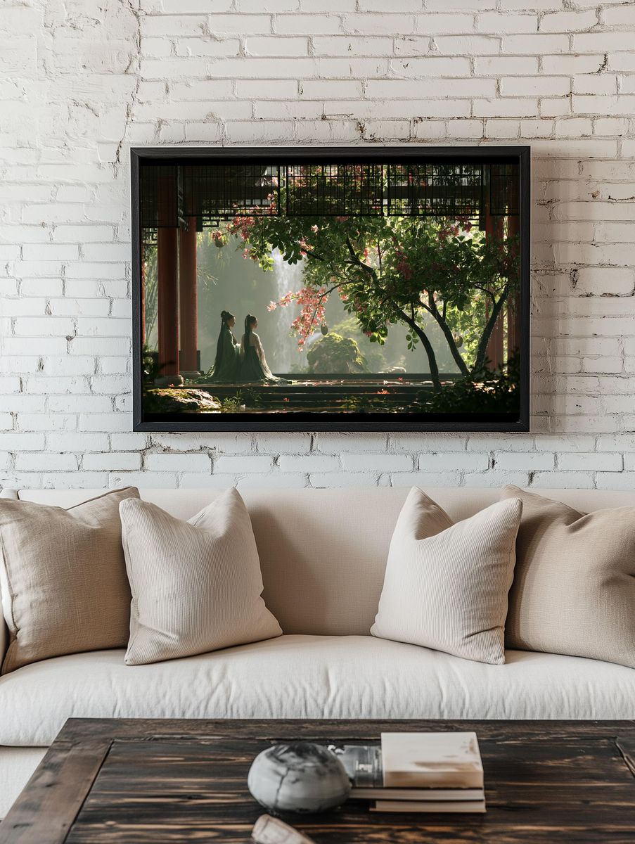 Serene Garden Temple Print. room preview