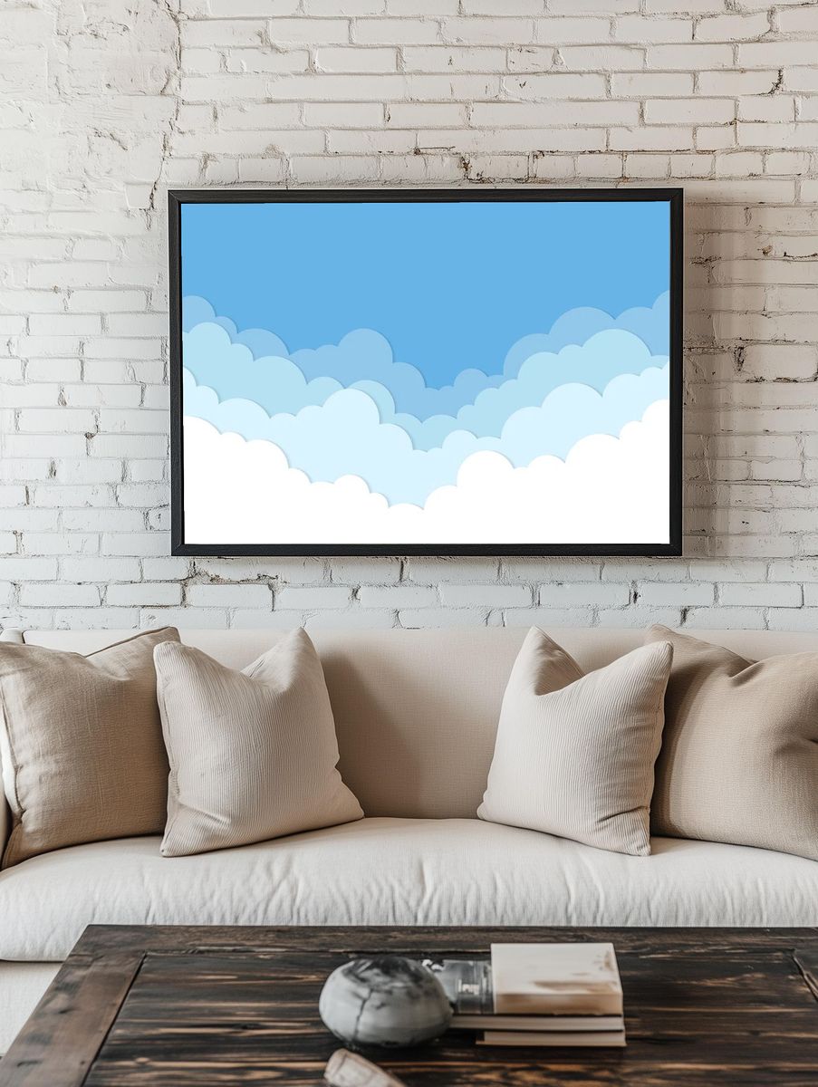 Cloud background, pastel paper cut. — room view 1