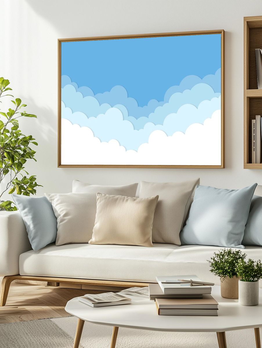 Cloud background, pastel paper cut. — room view 2