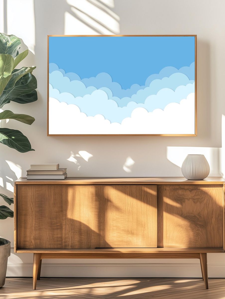 Cloud background, pastel paper cut. — room view 3