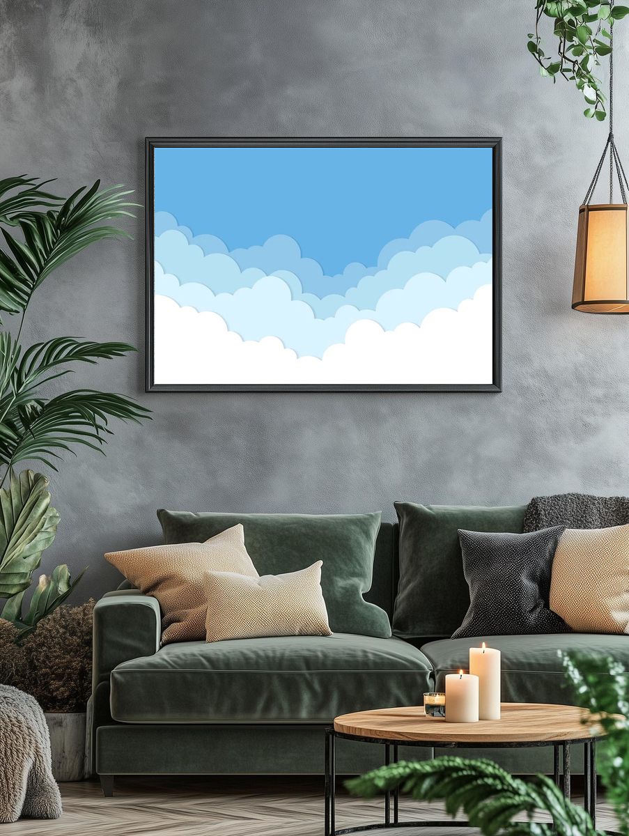 Cloud background, pastel paper cut. — room view 4