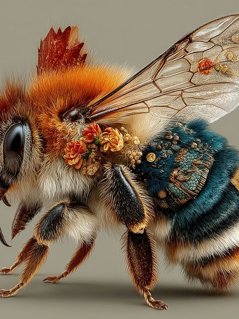 Decorative Bee Illustration Poster. poster detail
