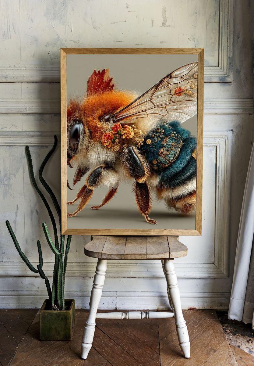Decorative Bee Illustration Poster. — room view 1