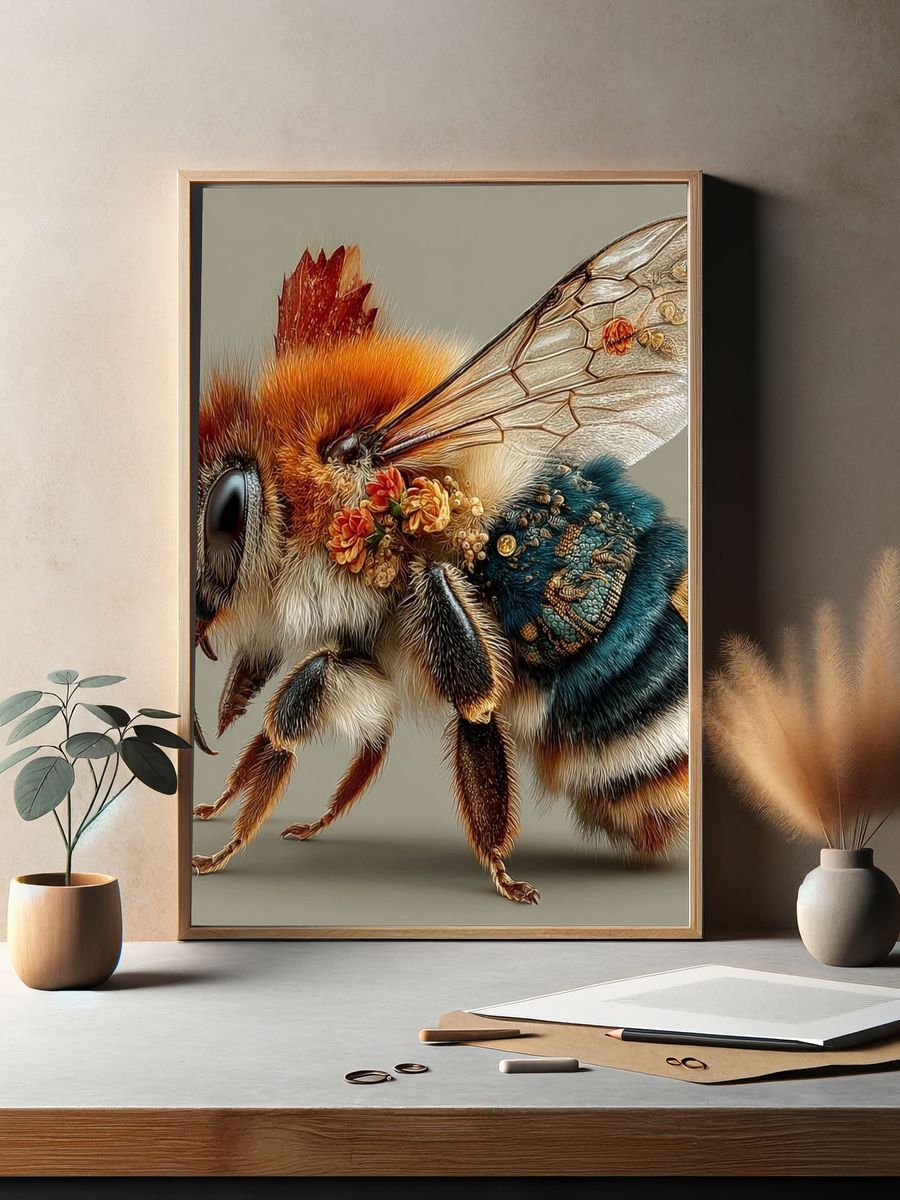 Decorative Bee Illustration Poster. — room view 2