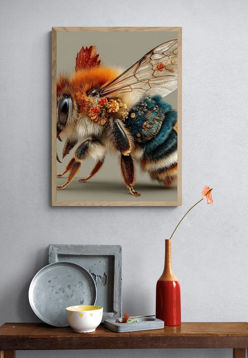 Decorative Bee Illustration Poster. — room view 3