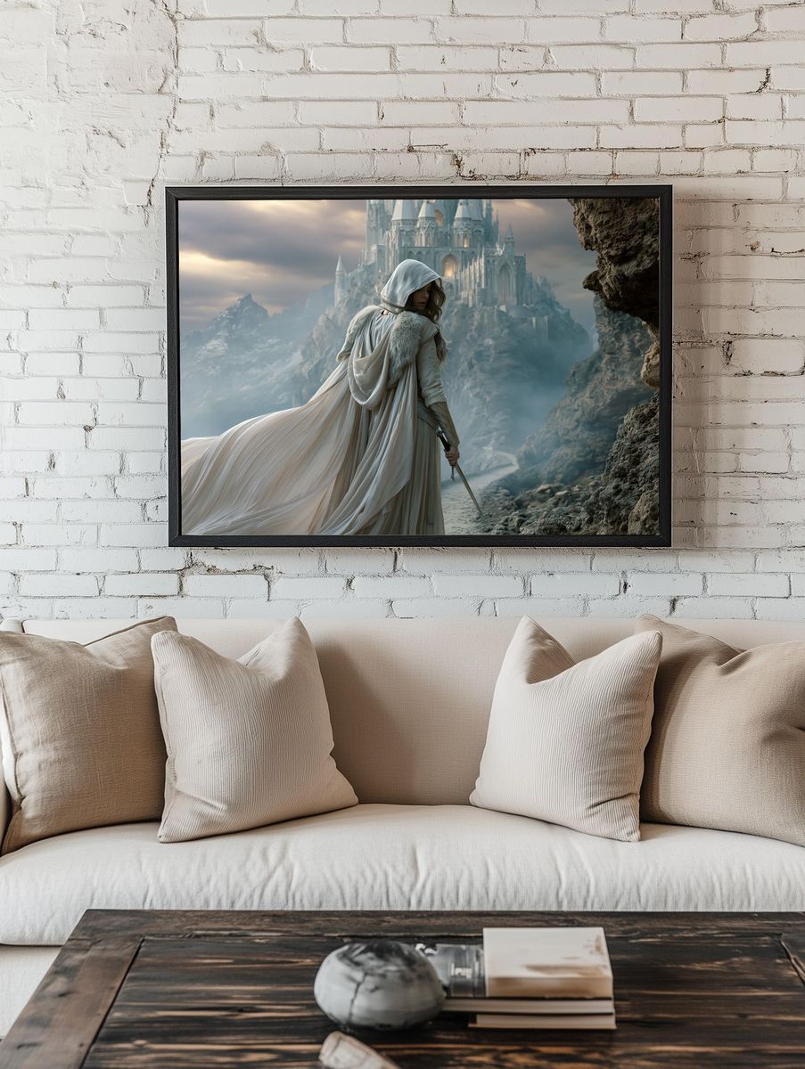 Mystic Castle Guardian Illustration Poster. room preview