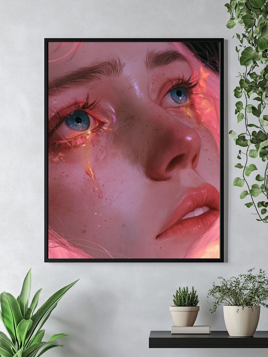 Dreamy Neon Portrait Poster. — room view 4