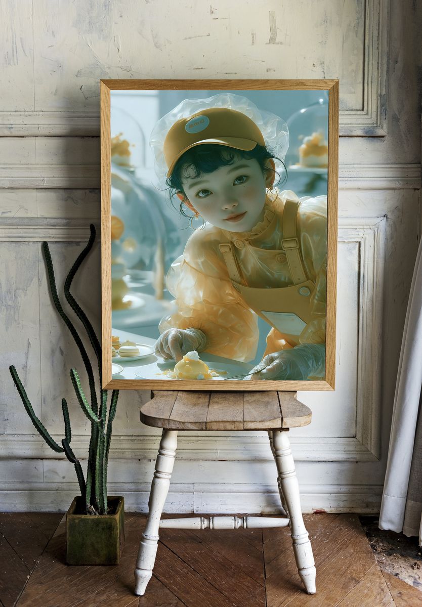Pastel Pastry Girl Illustration Poster. room preview