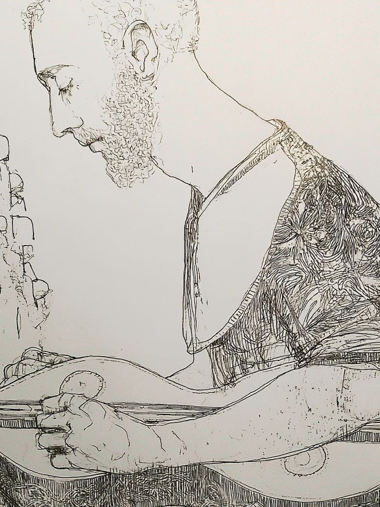 Contemplative Reader Ink Poster. poster detail