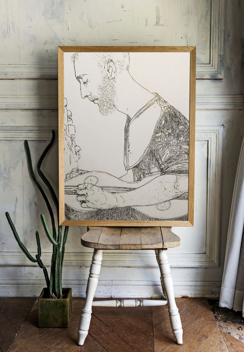 Contemplative Reader Ink Poster. — room view 1