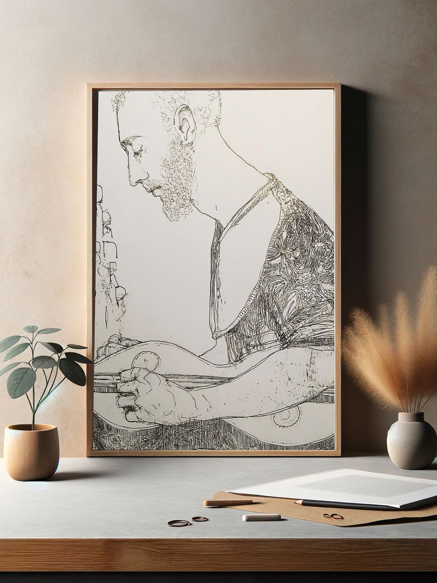 Contemplative Reader Ink Poster. — room view 2