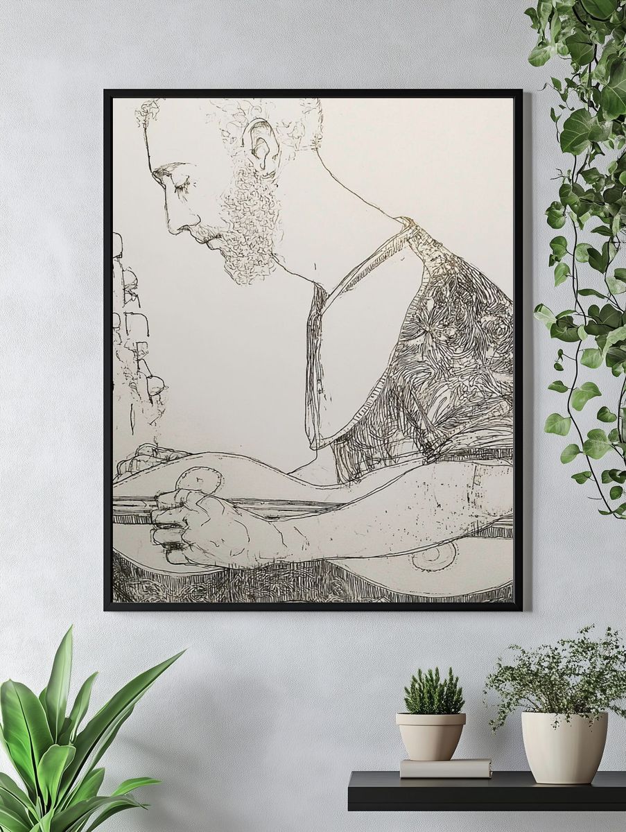 Contemplative Reader Ink Poster. — room view 4