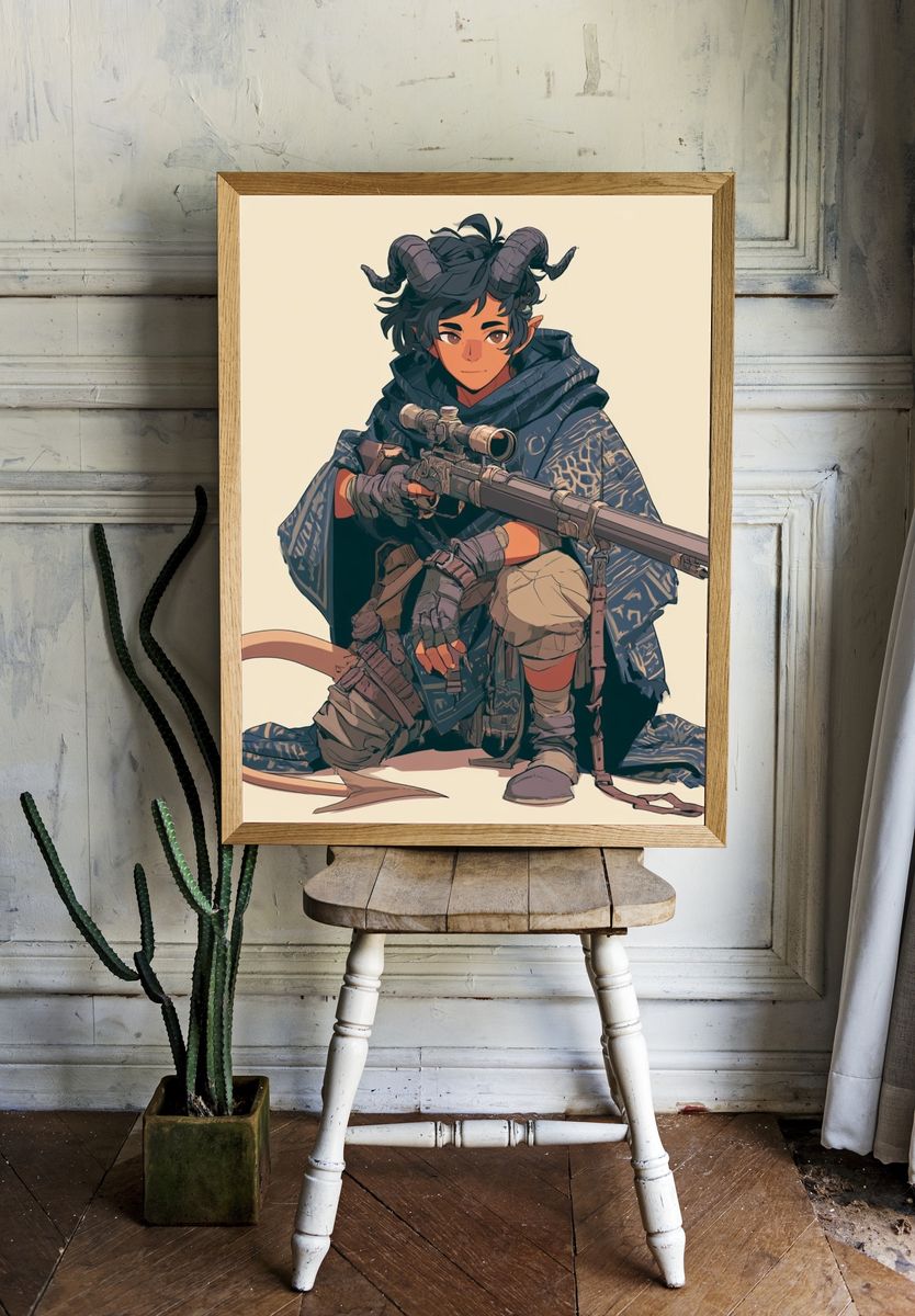 Horned Archer Character Illustration Poster. — room view 1