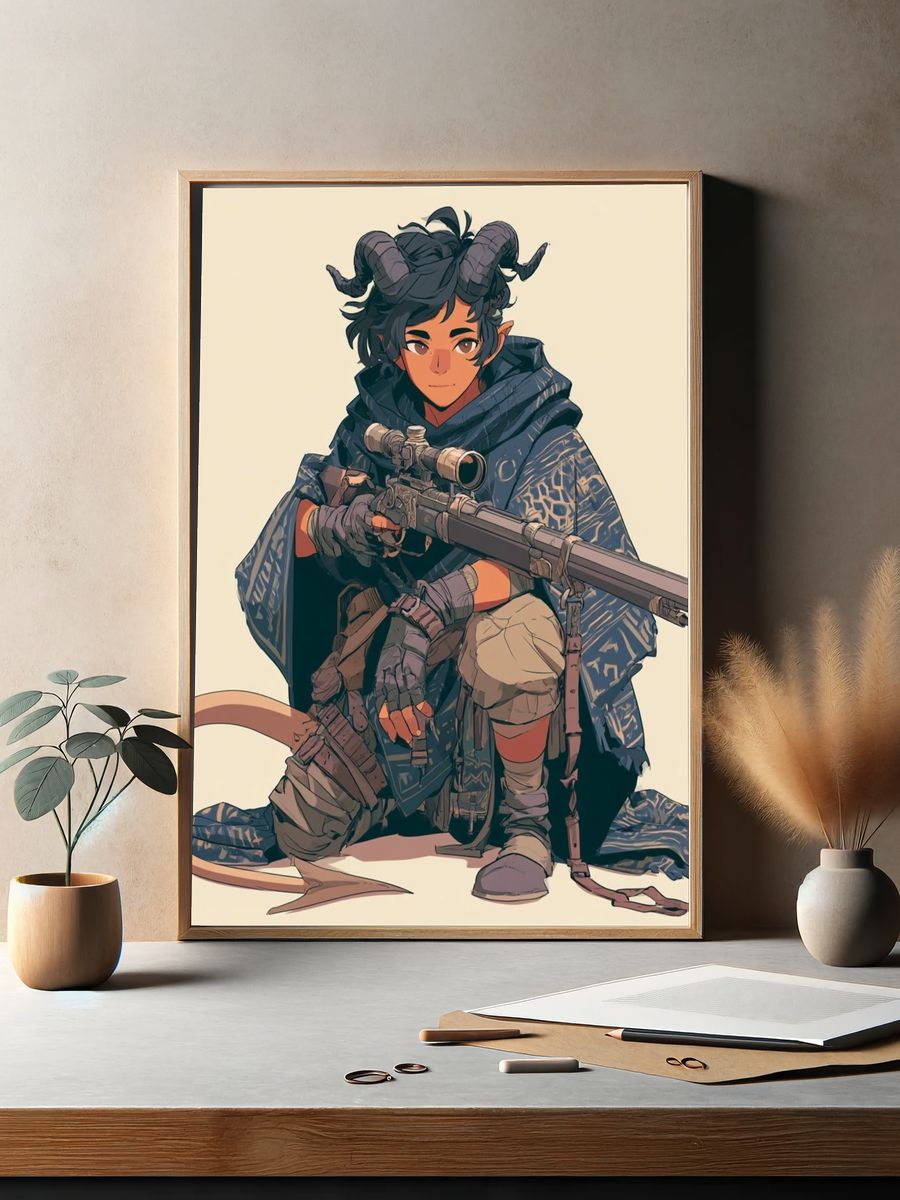 Horned Archer Character Illustration Poster. — room view 2