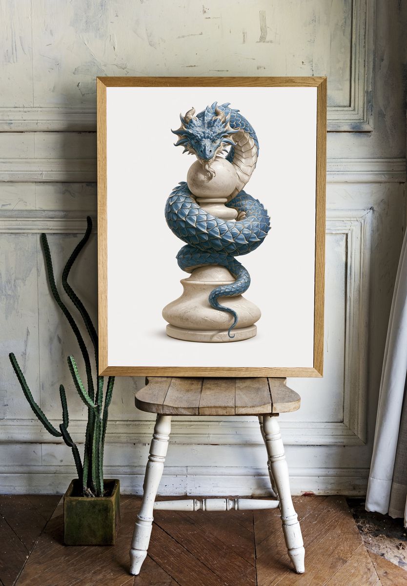 Blue Dragon Sculpture Print. — room view 1